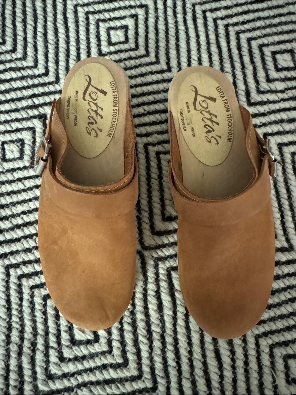 Lotta From Stockholm Suede Mule Clogs in Tan Brown